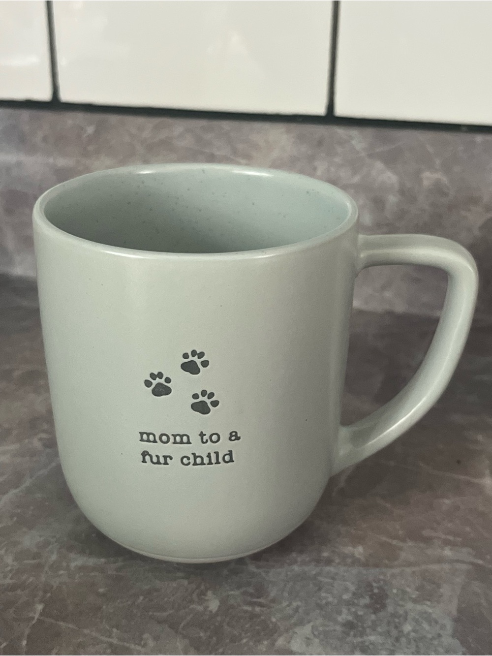 Mom To A Fur Child Speckled Ceramic Coffee Mug Green Blue